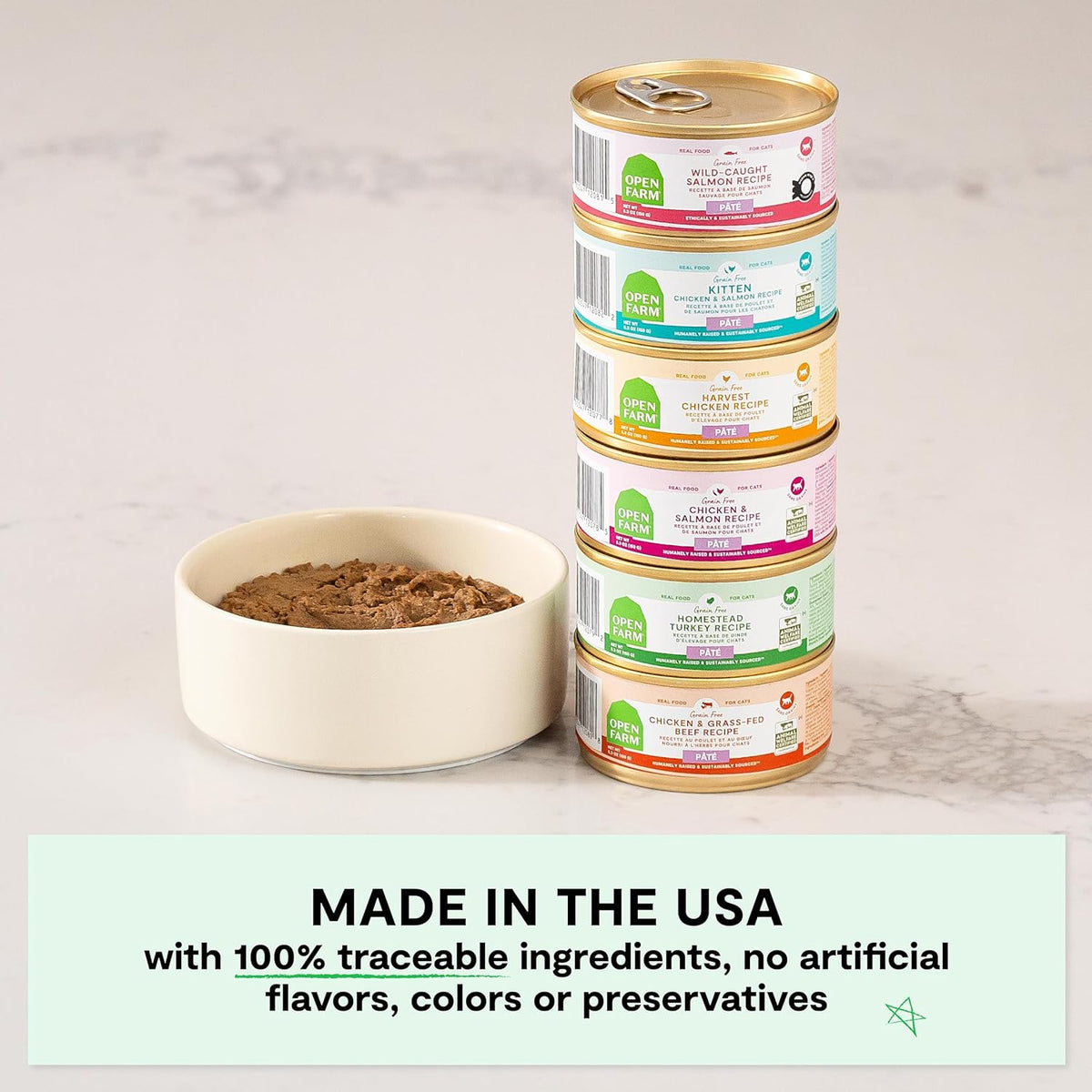 Open Farm Canned Cat Food, Paté for Complete & Balanced Nutrition, Grain-Free and Legume-Free Wet