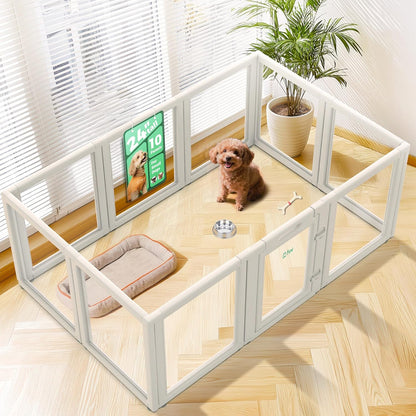 FXW AuraSpace Acrylic Indoor Unleashed Dog Playpen for Puppies and Small Dogs, 24 Inch, 10 Panels