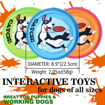 Dog Flying Disc, 3 Pack Dogs Flyer Toys, Lightweight Flying Disc Dog Fetch Toy for Small, Large