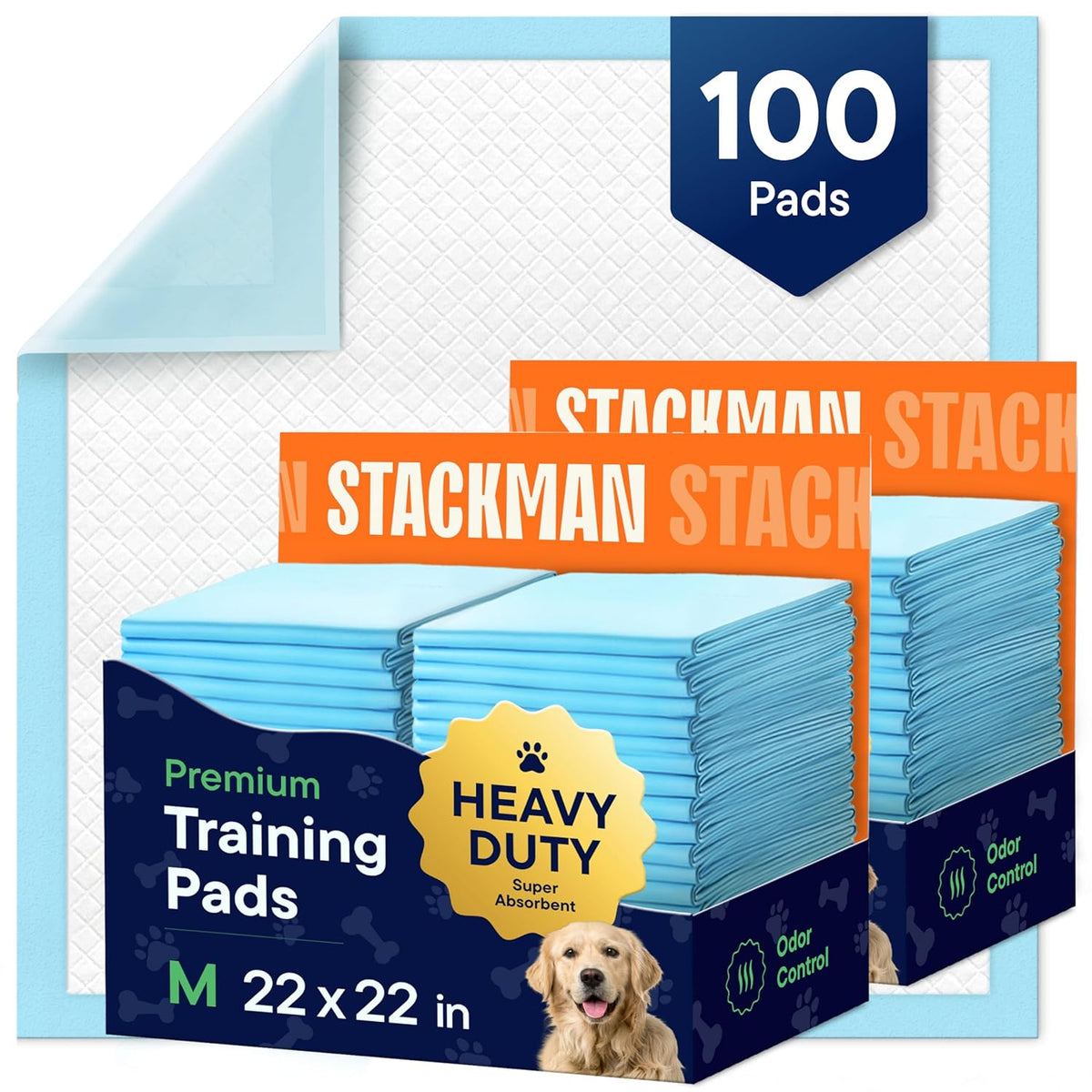 Puppy Pads Pet Pee Pads for Dogs & Puppy Training - 100 Count - Potty Pads for Dogs 22" x 22"