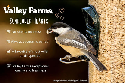 Valley Farms Whole Sunflower Hearts for Birds (40 LB) No Mess Bird Seed for Outside Feeders
