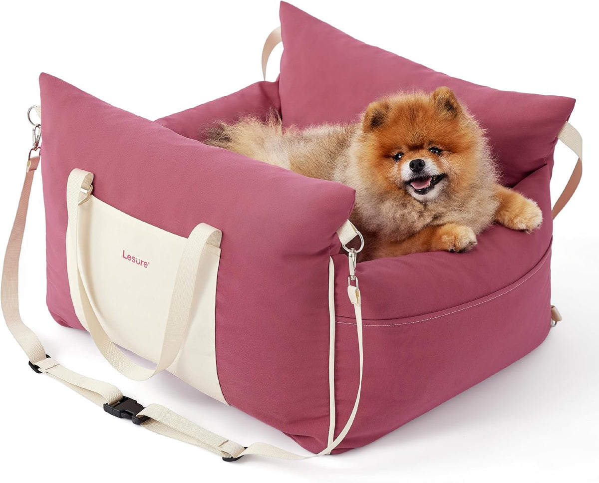 Lesure Small Dog Car Seat for Small Dogs - Waterproof Dog Booster Seat for Car with Storage Pockets