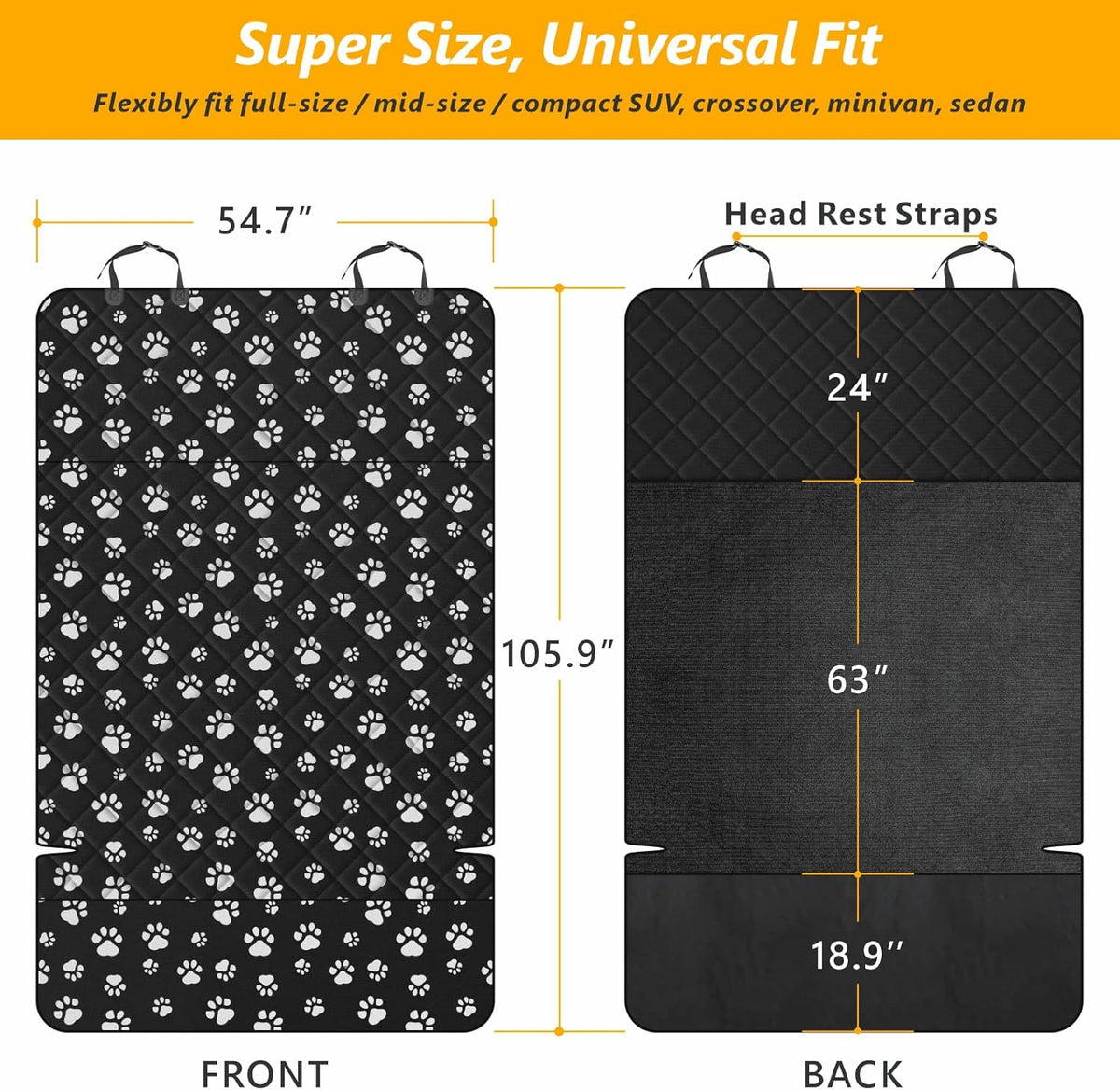 F-color SUV Cargo Liner for Dogs, Upgraded Extra Large Water Resistant Pet Cargo Cover Dog Seat