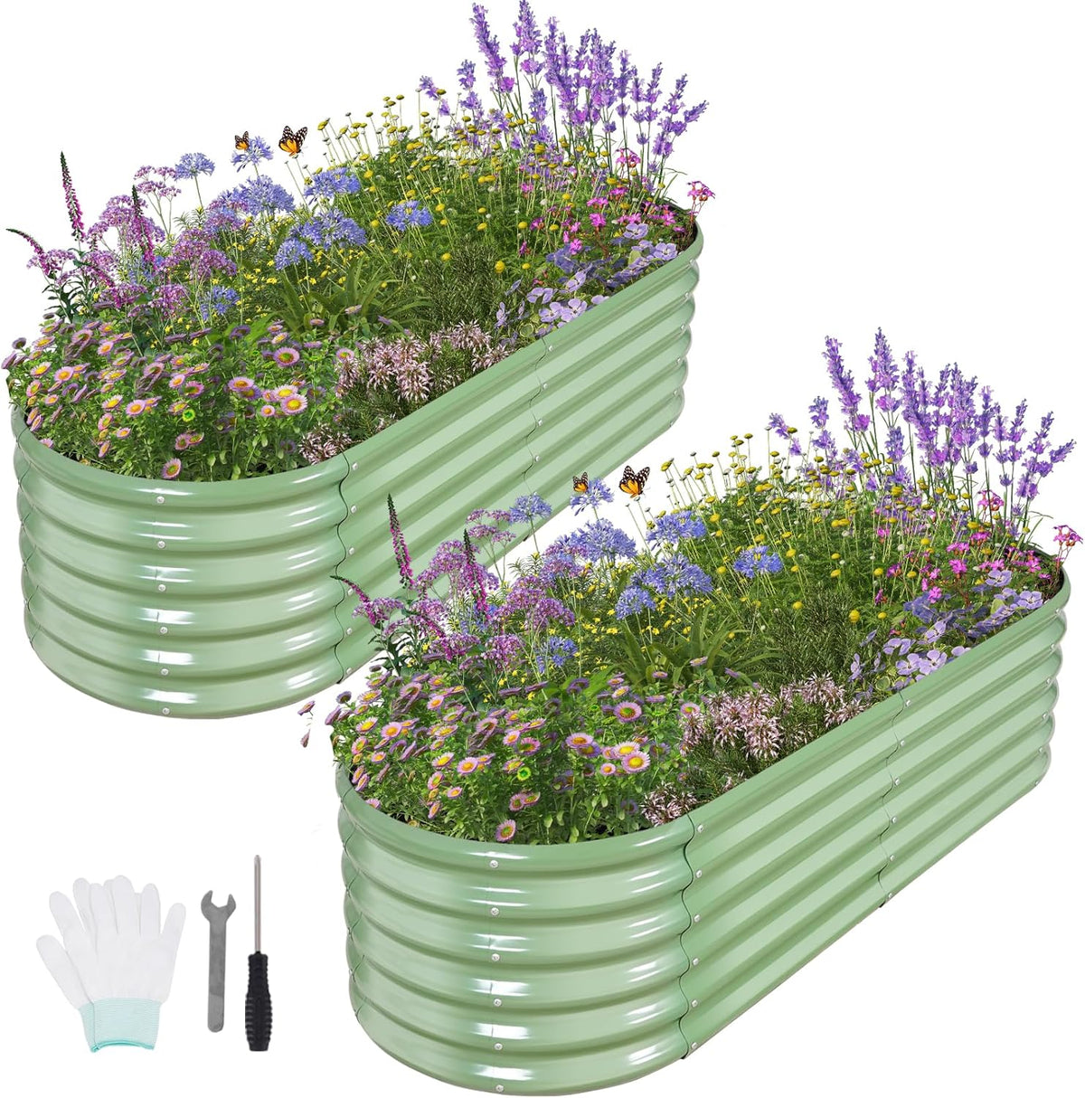 Galvanized Raised Garden Bed Outdoor- 2 Pcs Raised Beds for Gardening| Metal Planter Box, Steel