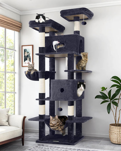 Globlazer Large Cat Tree Tower Condo, 80in Tall Cat Tree for Multiple Indoor Cats Large Adult, XXL