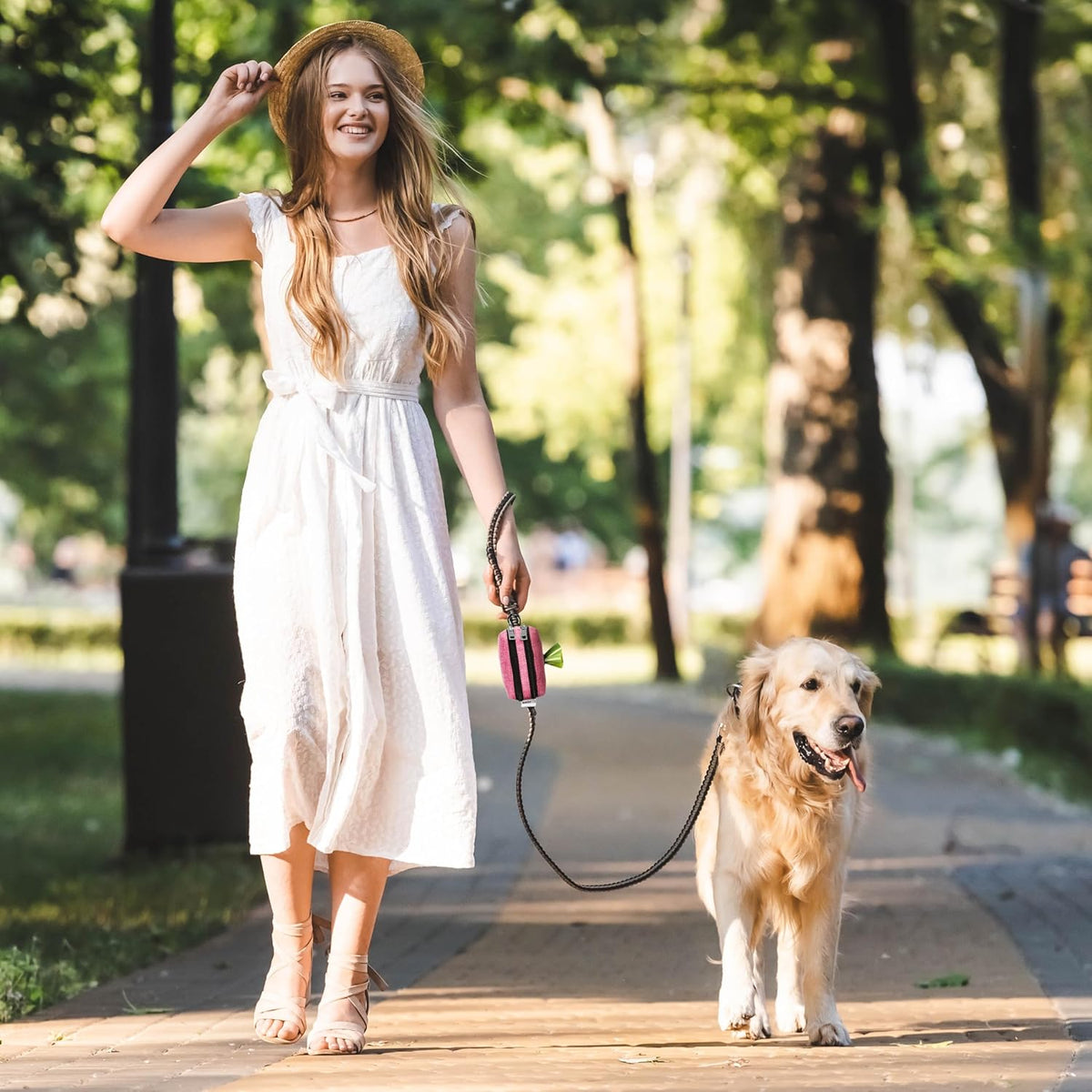 Dog Poop Bag Holder for Leashes - Dog Poop Bag Dispenser and Treat Holder with 2 Waterproof Pouches