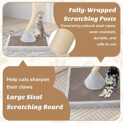 PETSITE 70" Tall Cat Tree, Cat Tower with Scratching Posts and Board, Multi-Level Cat Tower for