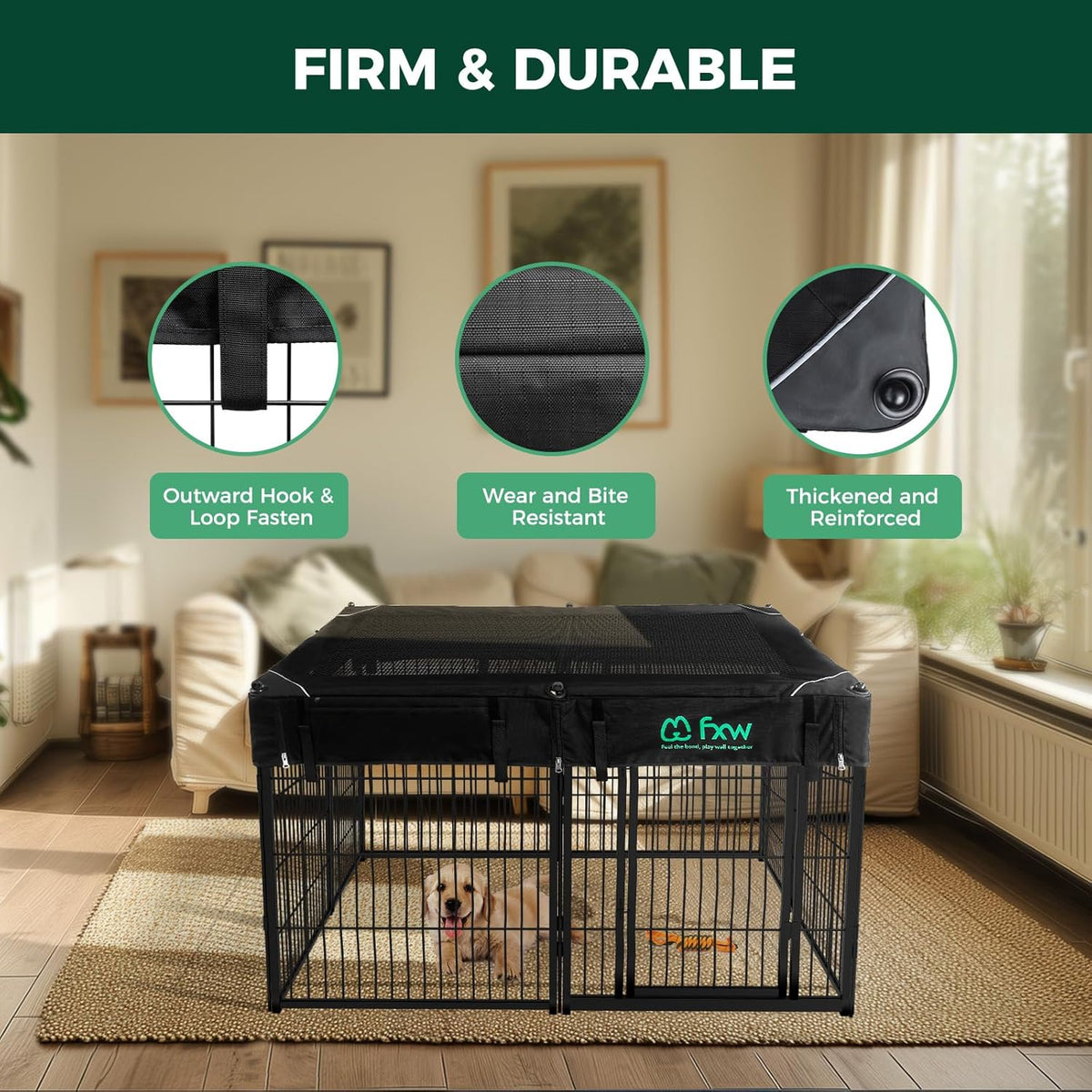 FXW Homeplus Unleashed Indoor Dog Playpen - Stress-Free and Safe Play, Heavy Duty 32 Inch 8 Wire
