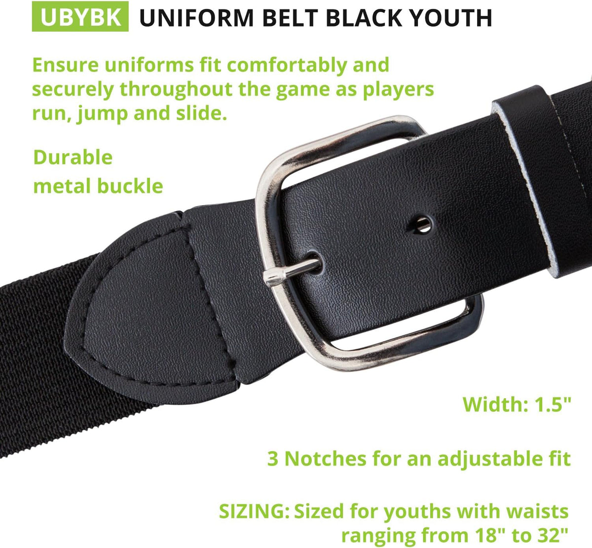 Champion Sports Baseball/Softball Uniform Belt, Comfort Stretch Fit Durable Syntex Tab - Youth &