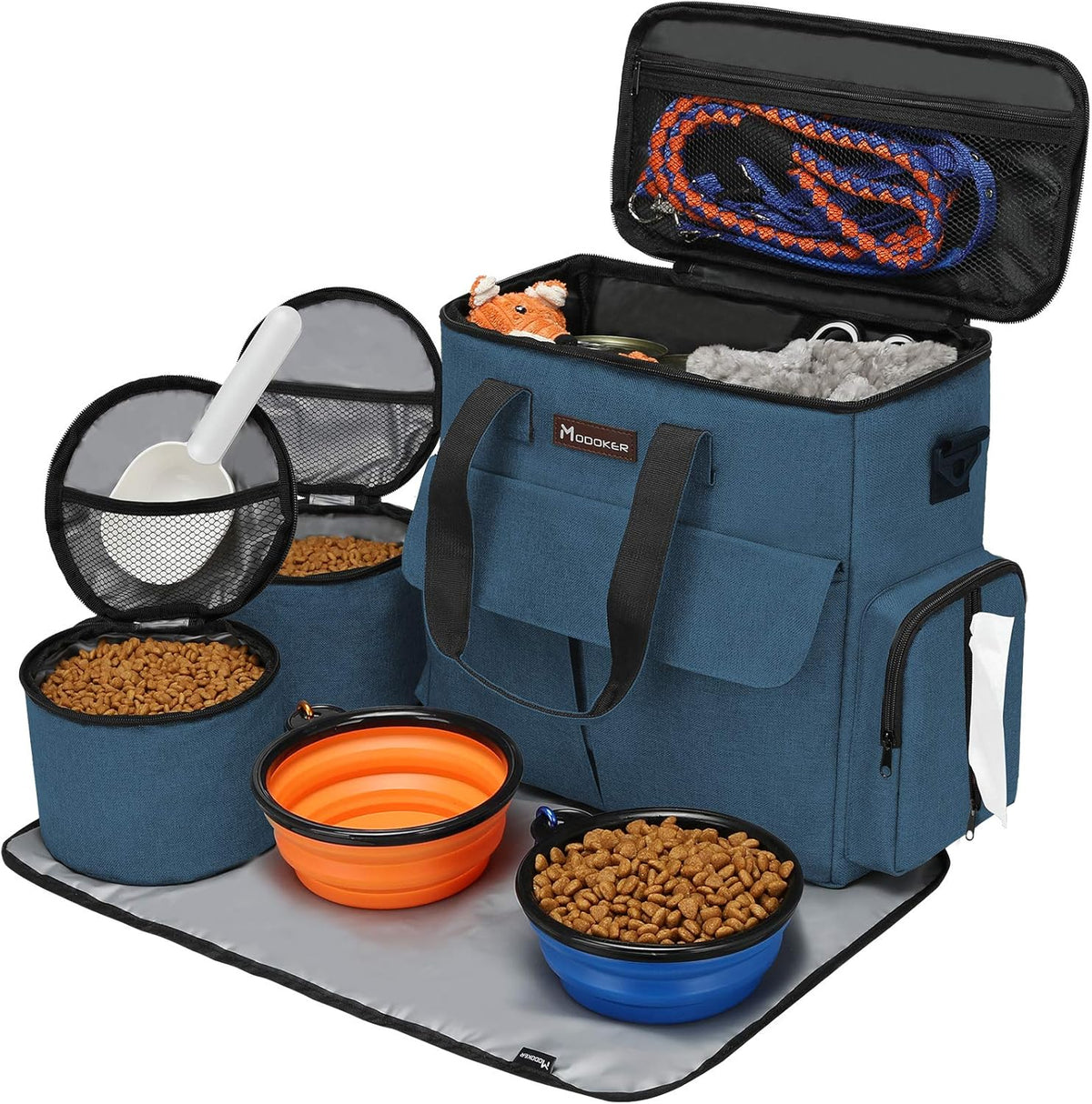 Modoker Dog Travel Bag, Weekend Pet Travel Set for Dog and Cat, Airline Approved Tote Organizer