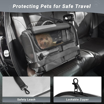 Large Pet Carrier with Wheels, Foldable Rolling Dog Carrier with Wheels and Big Pocket, Cat Rolling