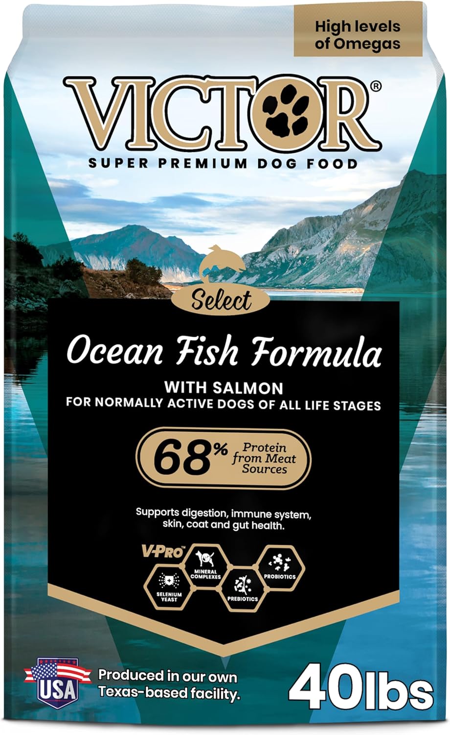 VICTOR Super Premium Dog Food – Select Ocean Fish Formula with Salmon – Omega-3 and Omega-6