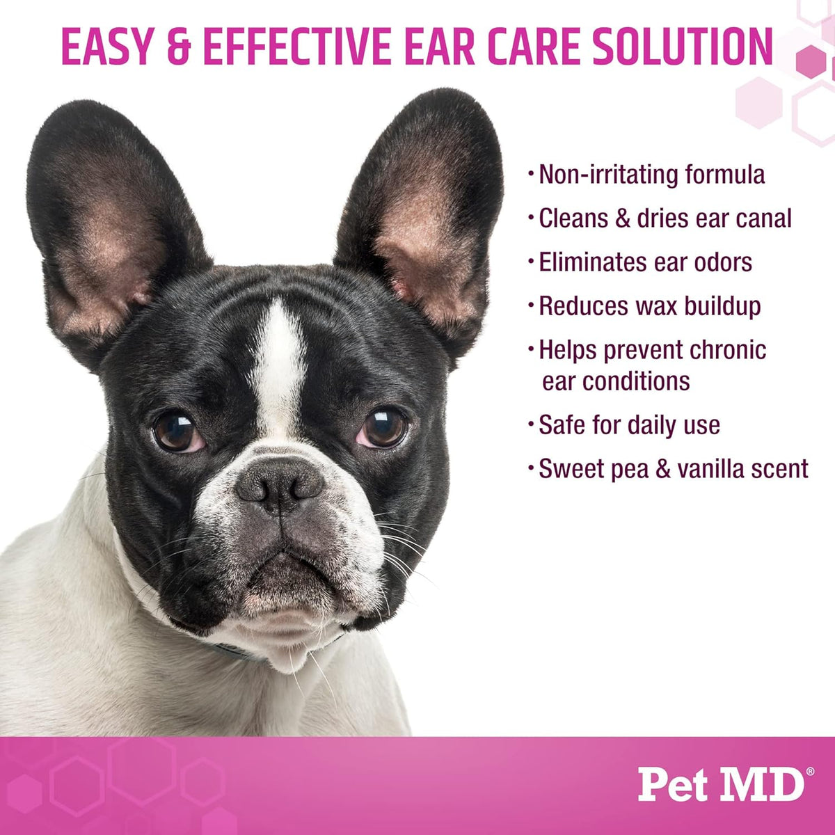 Pet MD Otic-Clean Dog Ear Cleaner - Veterinarian-Formulated Otic Ear Solution for Dogs & Cats - Pet
