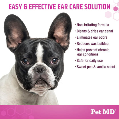 Pet MD Otic-Clean Dog Ear Cleaner - Veterinarian-Formulated Otic Ear Solution for Dogs & Cats - Pet