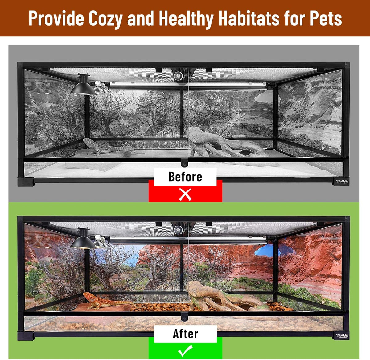 Riare 6 Pack Natural Coconut Chip Substrate for Reptiles- Compressed Coconut Husk Reptiles Bedding