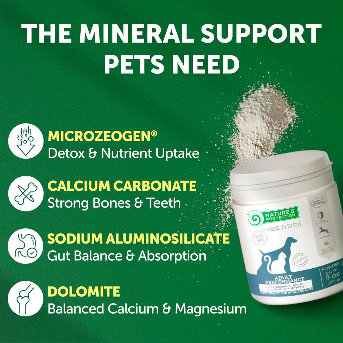 Nature's Protection Dog Joint Supplement - Mineral Powder Supplement for Pet Muscle Recovery