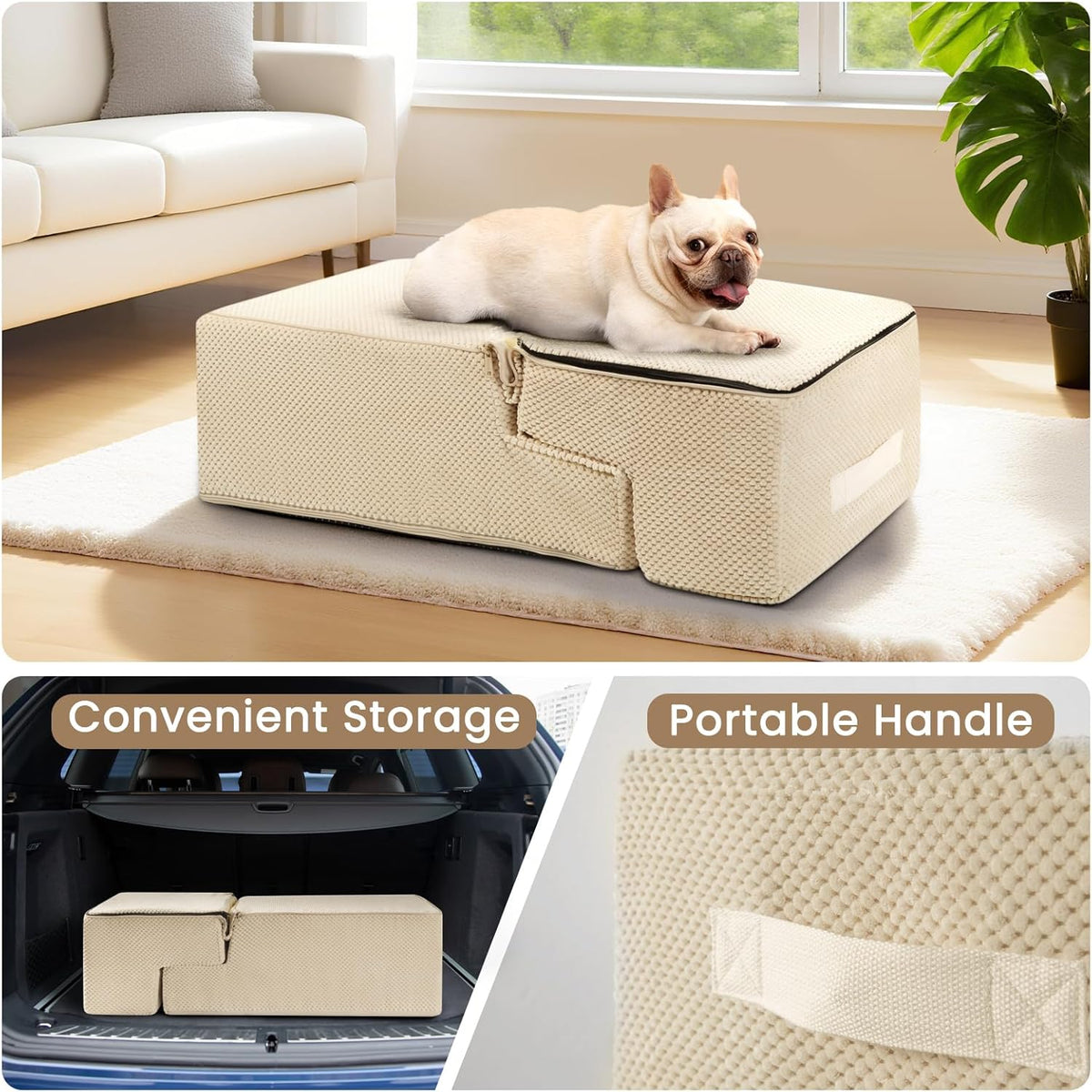 Dog Stairs for Bed 18.5" H, 4-Step Dog Steps for Small Dogs and Cats, Indoor Non-Slip Balanced Pet