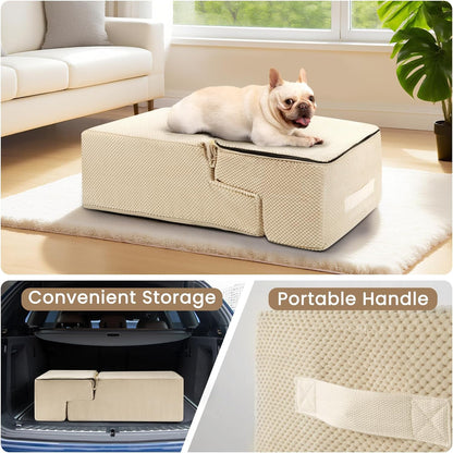 Dog Stairs for Bed 18.5" H, 4-Step Dog Steps for Small Dogs and Cats, Indoor Non-Slip Balanced Pet