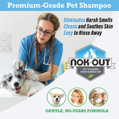 NOK OUT Premium Grade Pet Shampoo for Dogs and Cats, Veterinary Strength and Odor Eliminator