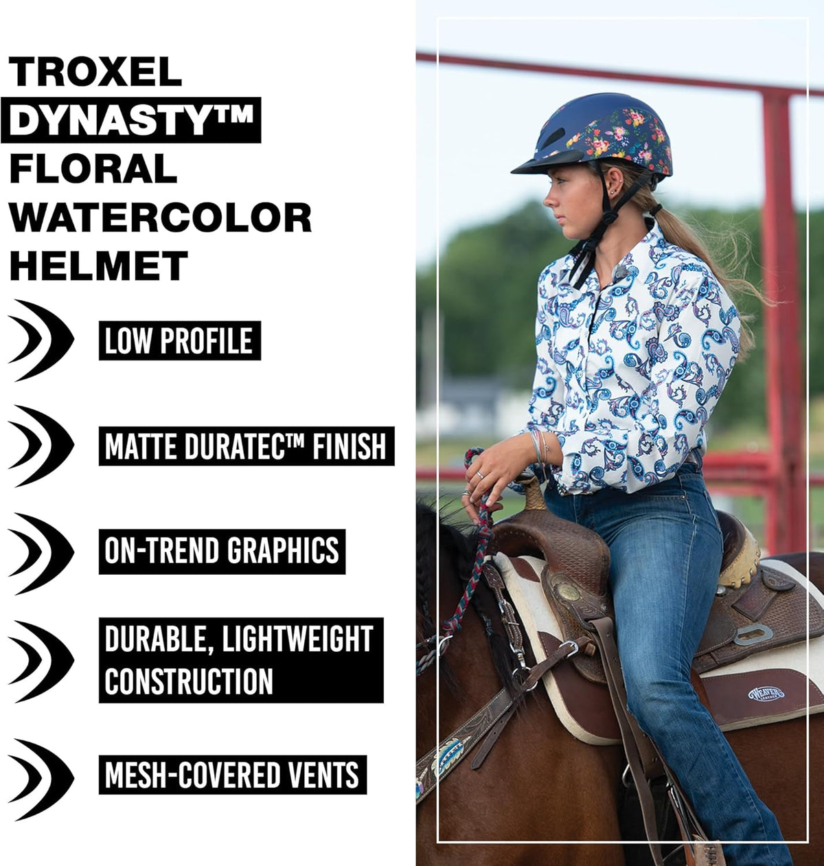 Troxel Dynasty Ultralight Horse Riding Helmet, Low-Profile, Adjustable Design, Safety Horseback