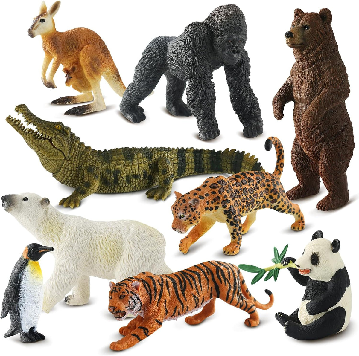 9 PCS Zoo Animal Toys for Kids 3-5 Realistic Plastic Wild Animal Figurine Toys Educational Learning