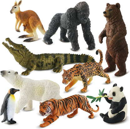 9 PCS Zoo Animal Toys for Kids 3-5 Realistic Plastic Wild Animal Figurine Toys Educational Learning