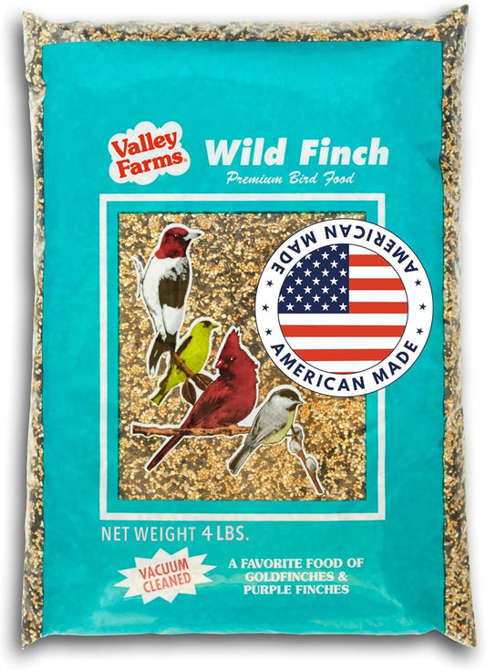 Valley Farms Wild Finch Mix (4 LB) Wild Bird Food for Outside Feeders, Wild Bird Seed with Millet