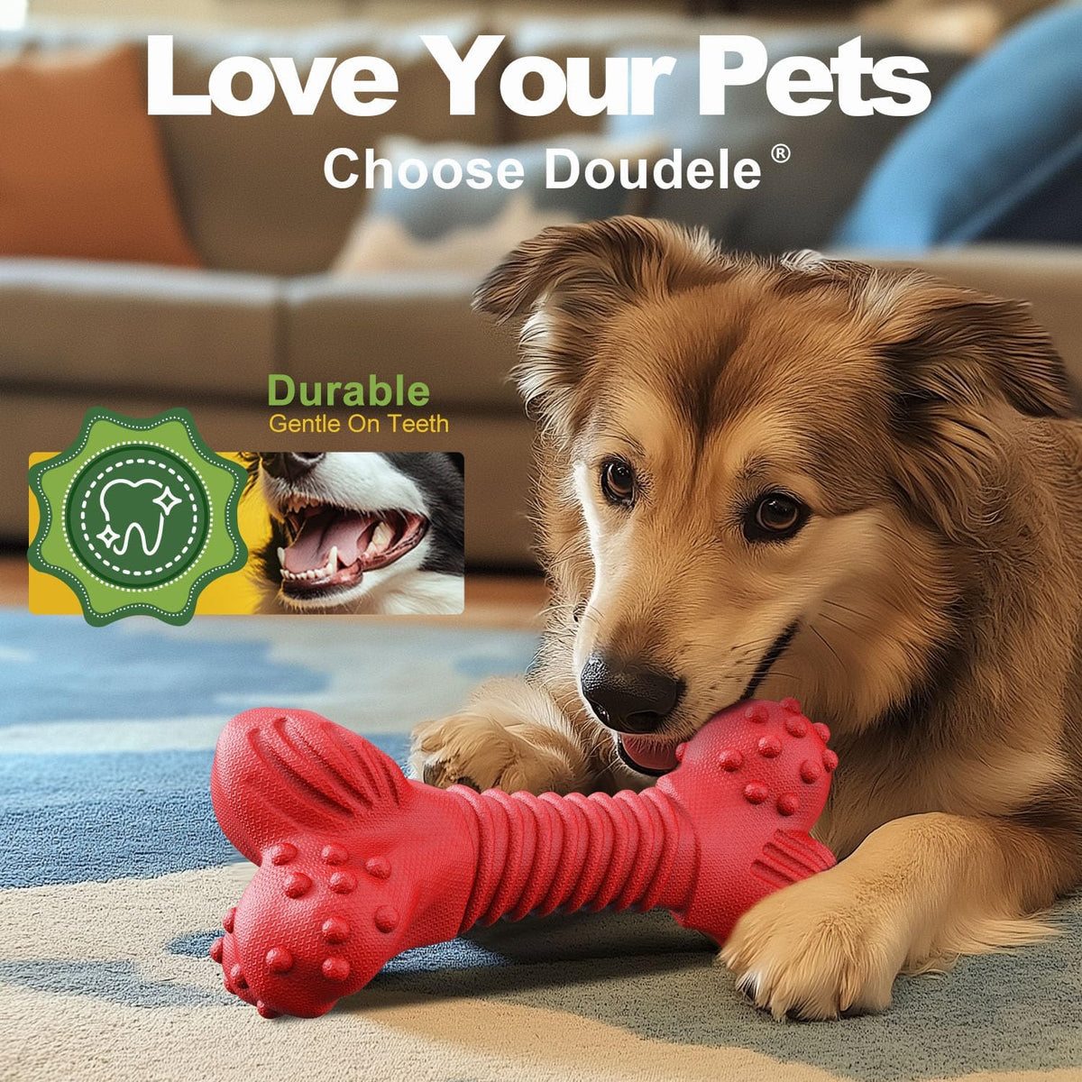 Dog Toys for Aggressive Chewers, Dog Toys for Medium Large Dogs, Natural Rubber Dog Chew Toys with