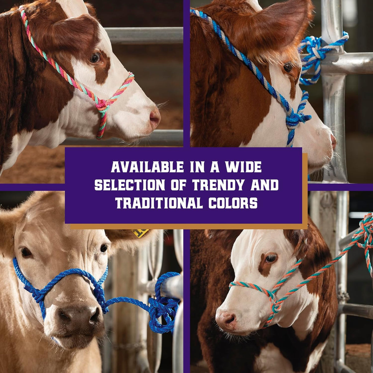 Weaver Livestock Braided Poly Rope Cattle Halter, Adjustable, Modern Style Cow Calf Halter