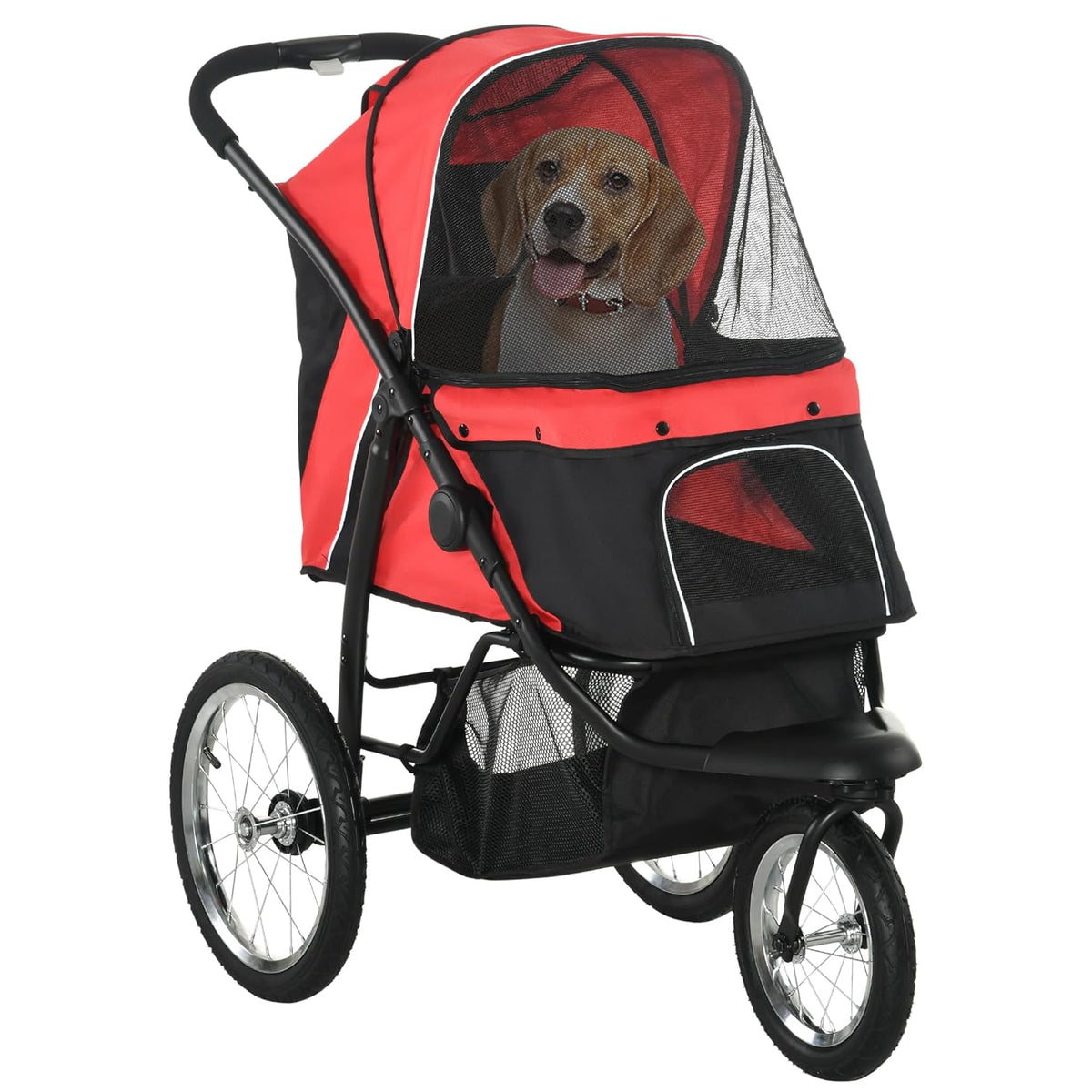 PawHut 3 Wheels Pet Stroller for Small and Medium Dogs, Foldable Cat Stroller Jogger with
