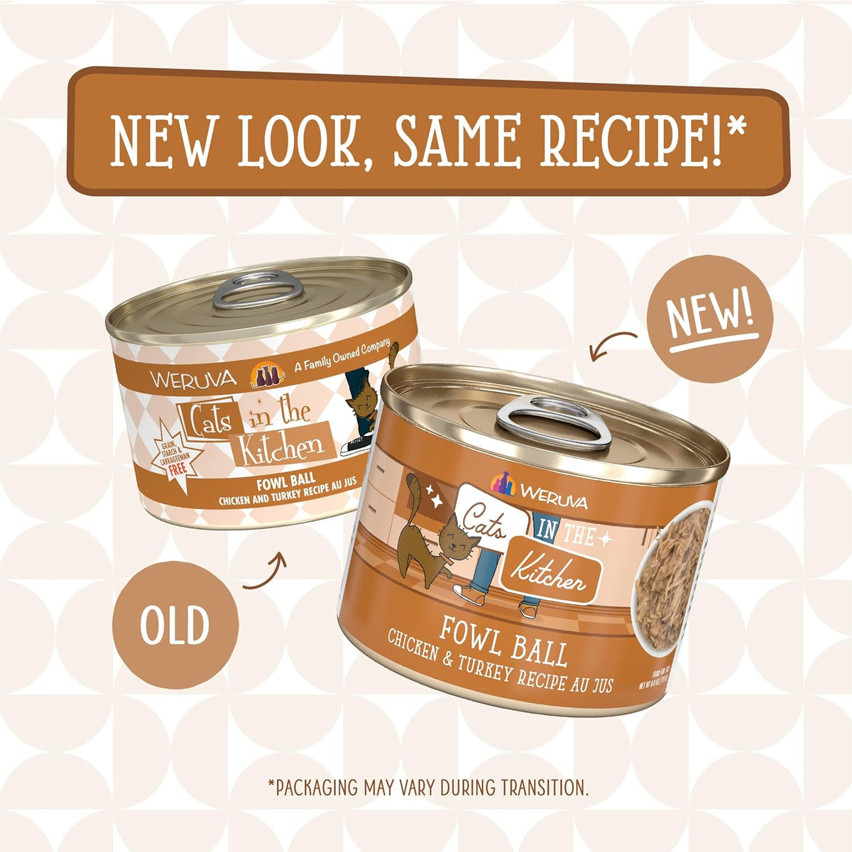 Weruva Cats in The Kitchen, Fowl Ball with Chicken & Turkey Au Jus Cat Food, 6oz Can (Pack of 24)