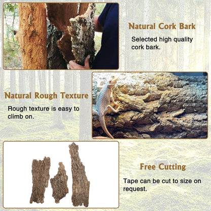 Fhiny 10 PCS Cork Bark Background, 11.6" x 7.7" Natural Cork Bark for Reptiles Bearded Dragon
