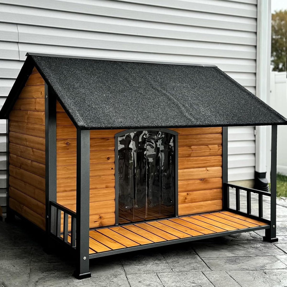 Gutinneen Large Dog House Outdoor Dog Kennel with All-Around Iron Frame Dog Cage Perfect for Small