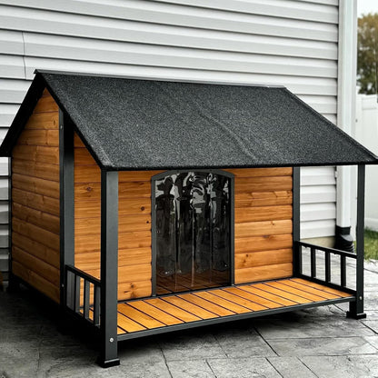 Gutinneen Large Dog House Outdoor Dog Kennel with All-Around Iron Frame Dog Cage Perfect for Small