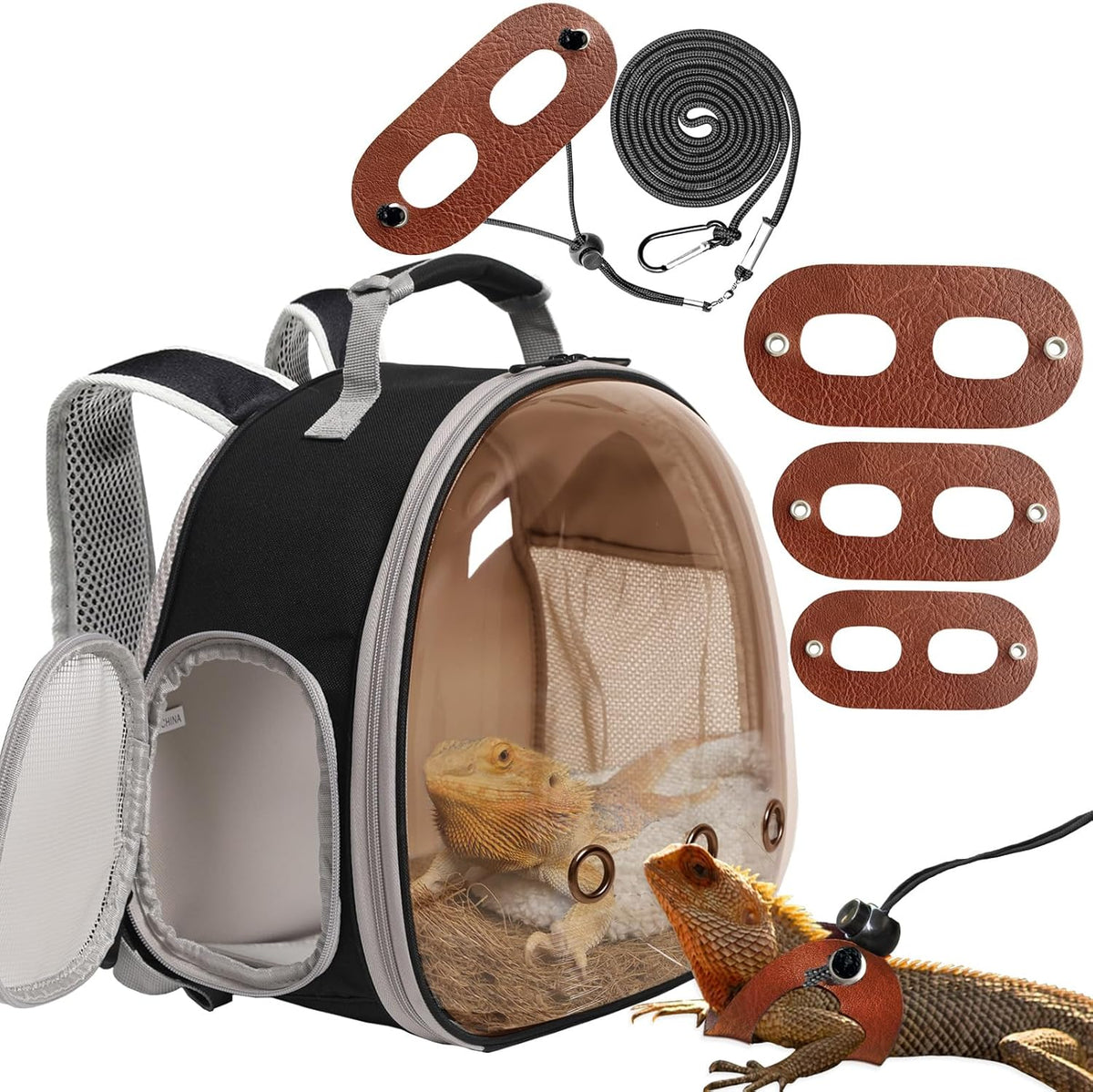 Bearded Dragon Travel Backpack with Harness and Leash Set,Lizard Backpack Travel Carrier,Space
