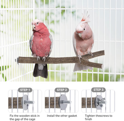 Niteangel Natural Wooden Perches for Bird Cages - Ideal for Cockatiels, Parakeets, Finches & Other