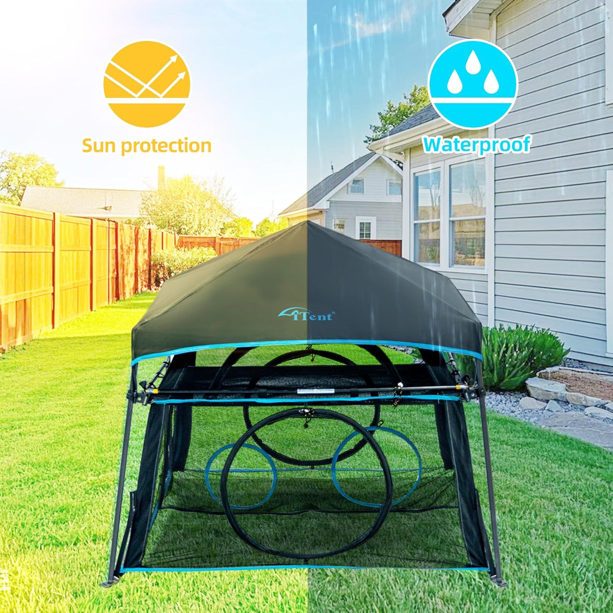 Cat Enclosure and Cat Tower Tent with Two Styles of canopiesfor Indoor and Outdoor,X-Large Outdoor