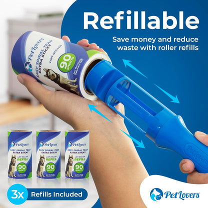 PetLovers Extra Sticky Lint Roller Mega Value Set 450 Sheets for Pet Hair Removal and Clothes, Dog