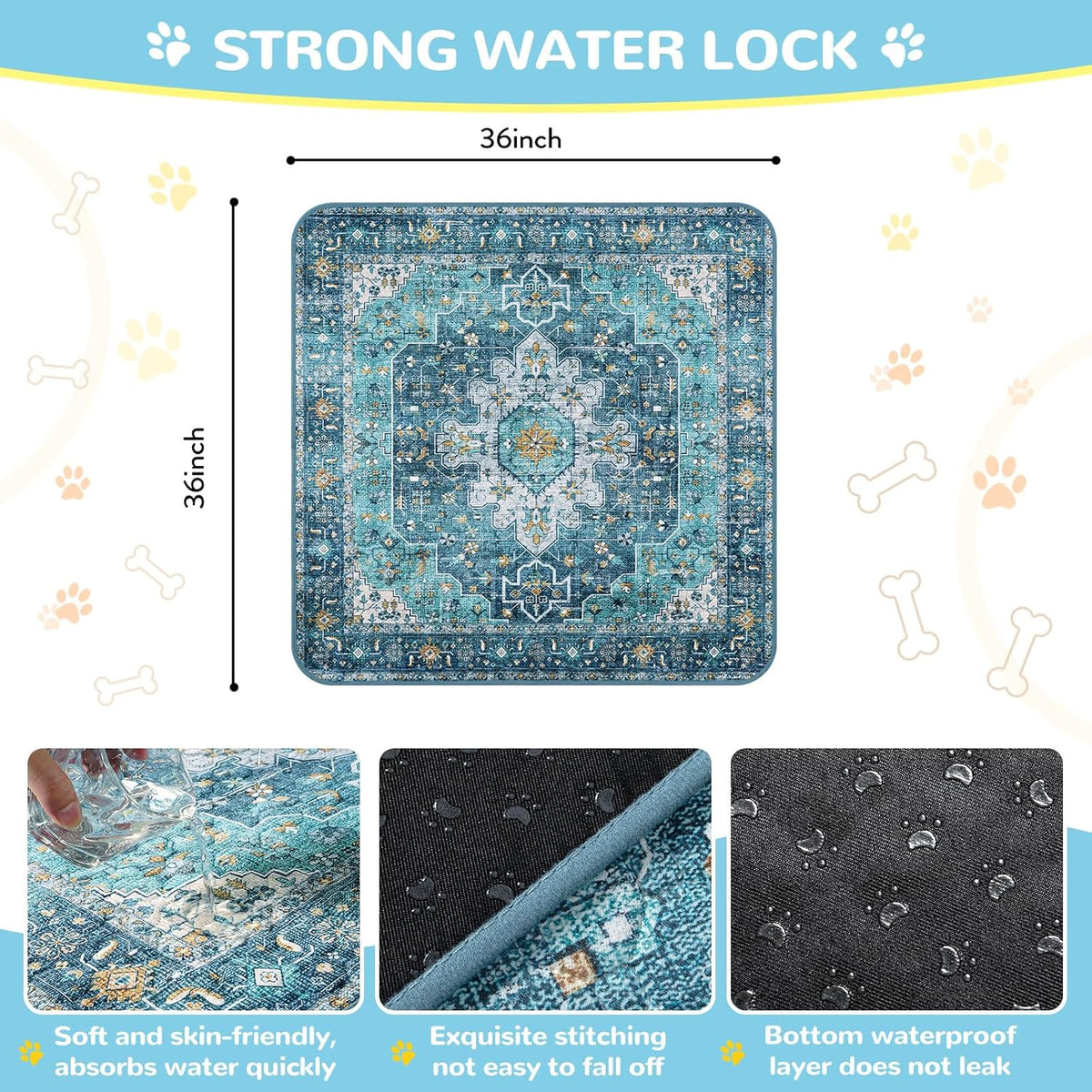 Lahome Super Absorbent Washable Pee Pads for Dogs - Secure Floor Protection - Non-Slip, Leakproof