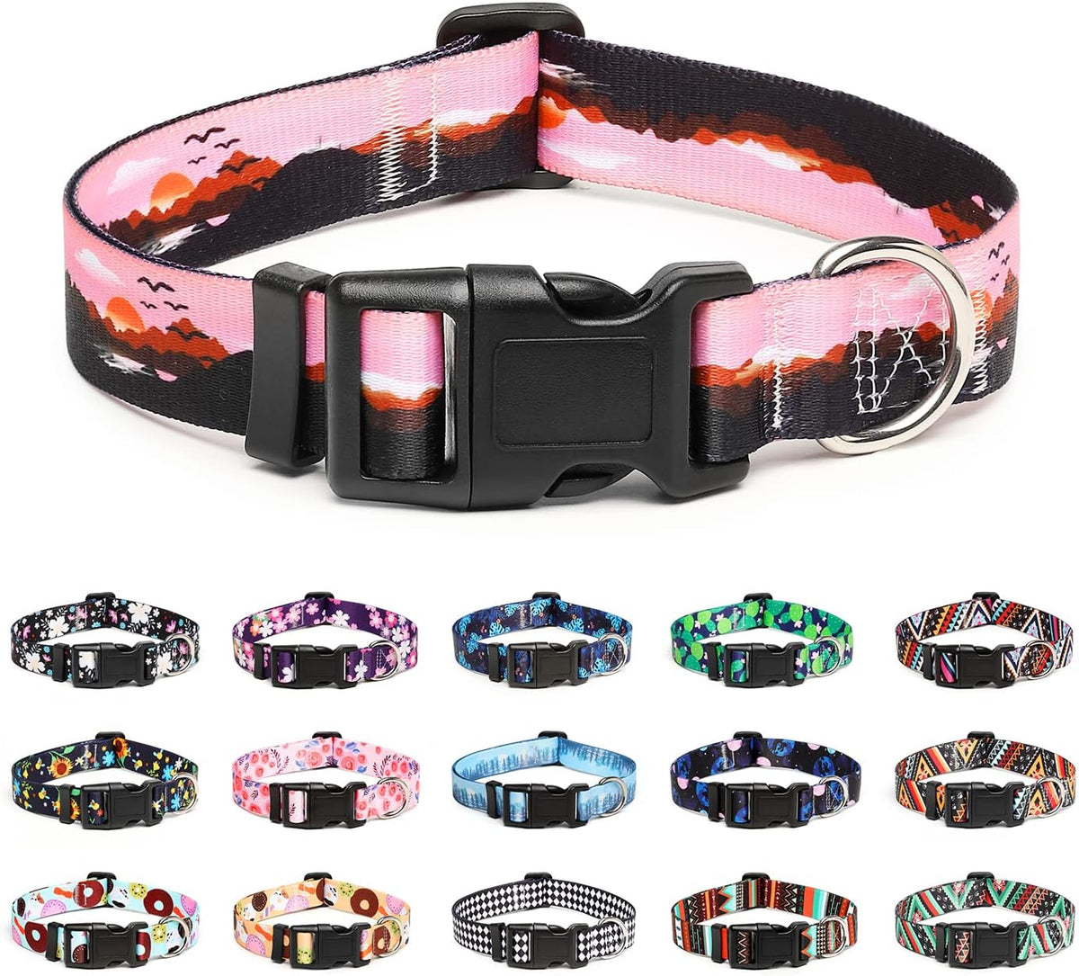 Mercano Adjustable Dog Collar - Special Design Patterns, Soft Nylon Comfortable Durable Pet Collar