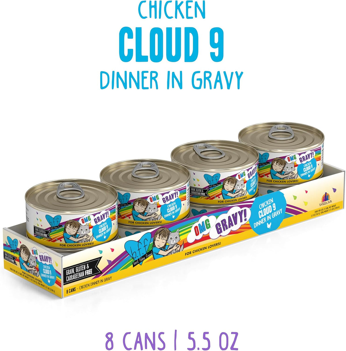 Weruva B.F.F. OMG - Best Feline Friend Oh My Gravy!, Chicken Cloud 9 with Chicken in Gravy, 5.5oz
