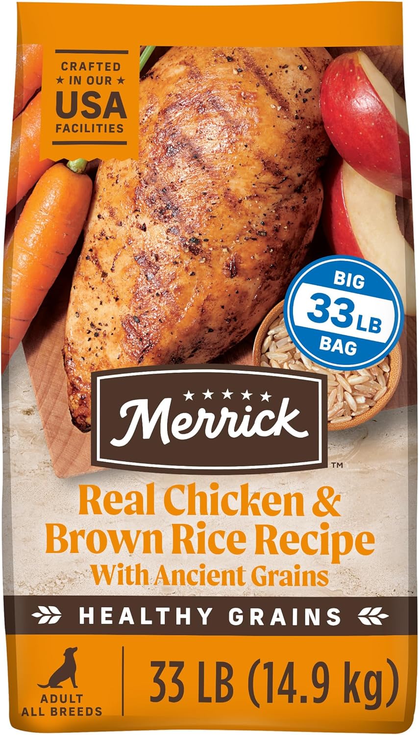 Merrick Healthy Grains Premium Adult Dry Dog Food, Wholesome and Natural Kibble with Chicken and