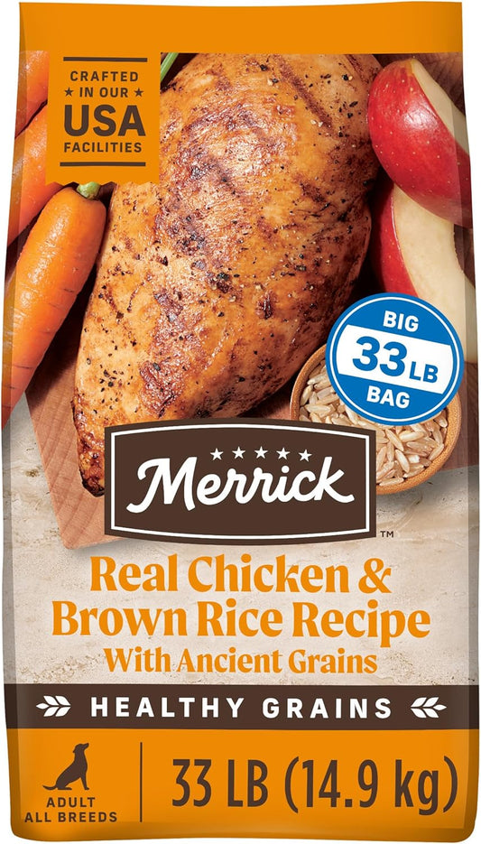 Merrick Healthy Grains Premium Adult Dry Dog Food, Wholesome and Natural Kibble with Chicken and
