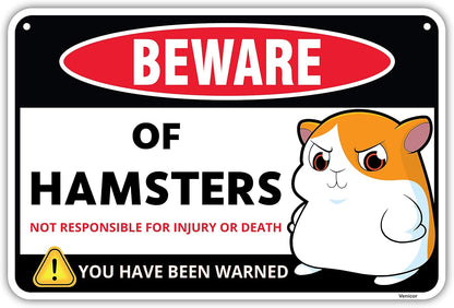 Venicor Hamster Sign Decor - 8 x 12 Inches - Aluminum - Hamster Cage Accessories - Hamster Gifts