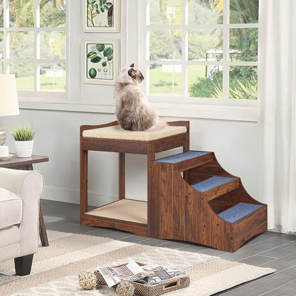 unipaws Pet Bunk Bed with Removable Step for Dogs and Cats, Multi-Level Bed Window Perch Seat