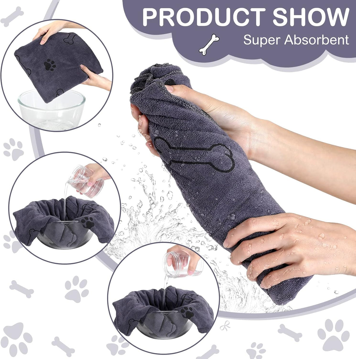 Chumia 8 Pcs Dog Towels for Drying Dogs Cats Pet Towels Bulk Puppy Microfiber Quick Drying Paw Bath