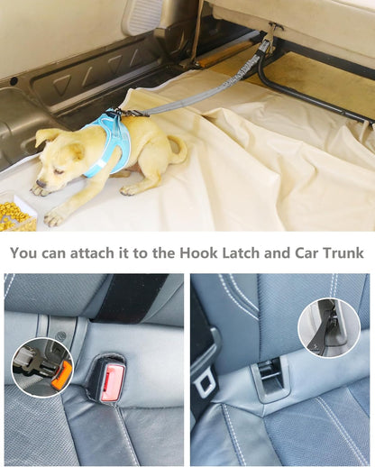 AUBELL Dog Seat Belt for Car,Updated 3-in-1 Adjustable Reflective Bungee Heavy Duty Dog Car Harness