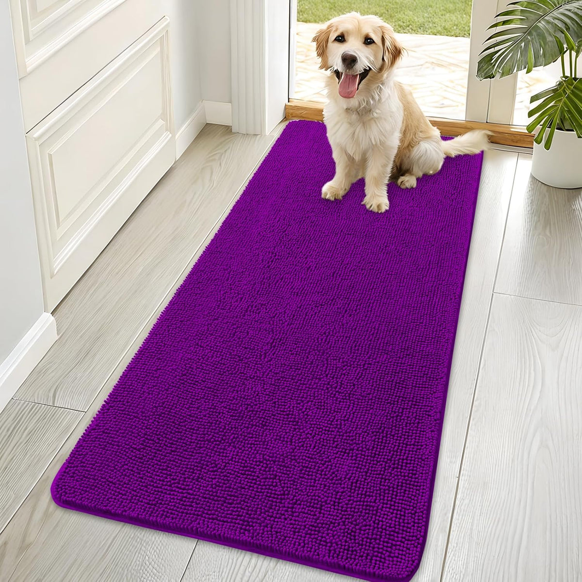 OLANLY Dog Door Mat for Muddy Paws 70x35, Absorbs Moisture and Dirt, Absorbent Non-Slip Washable
