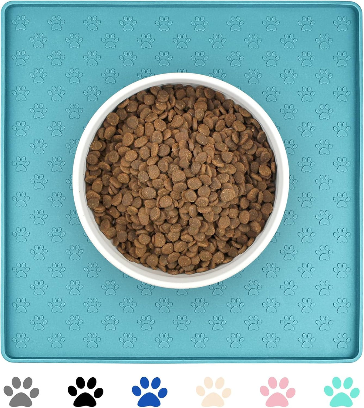 Ptlom Dog Food Mat Anti-Slip Bowl Mats for Food and Water, Waterproof Silicone Pet Placemat with