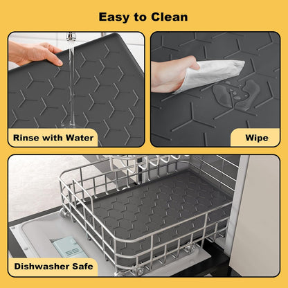 Pieviev Dog Cat Food Bowl Mat, Silicone Waterproof Food Grade Pet Food Mat for Floor, High Raised